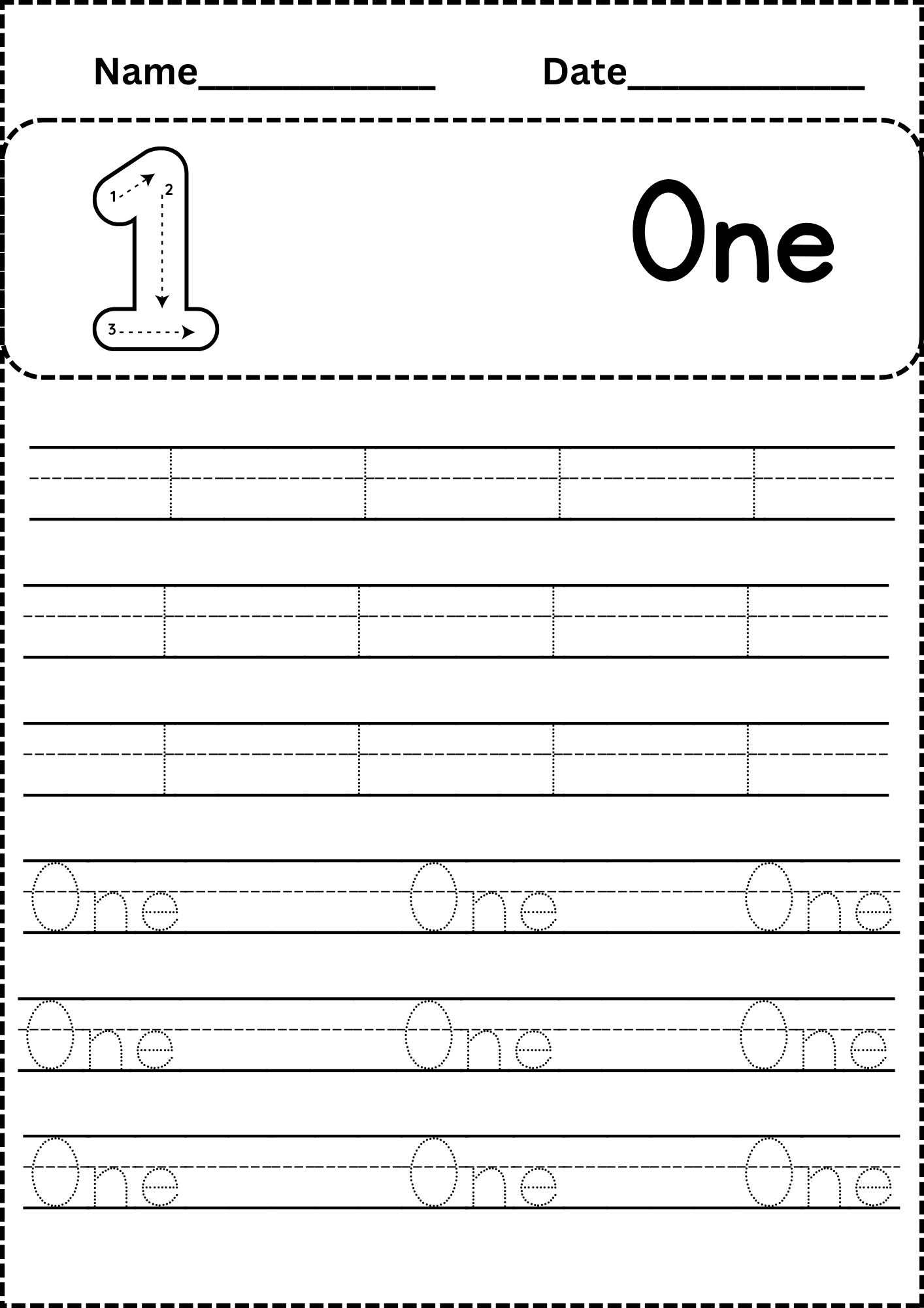 Number Tracing Worksheets