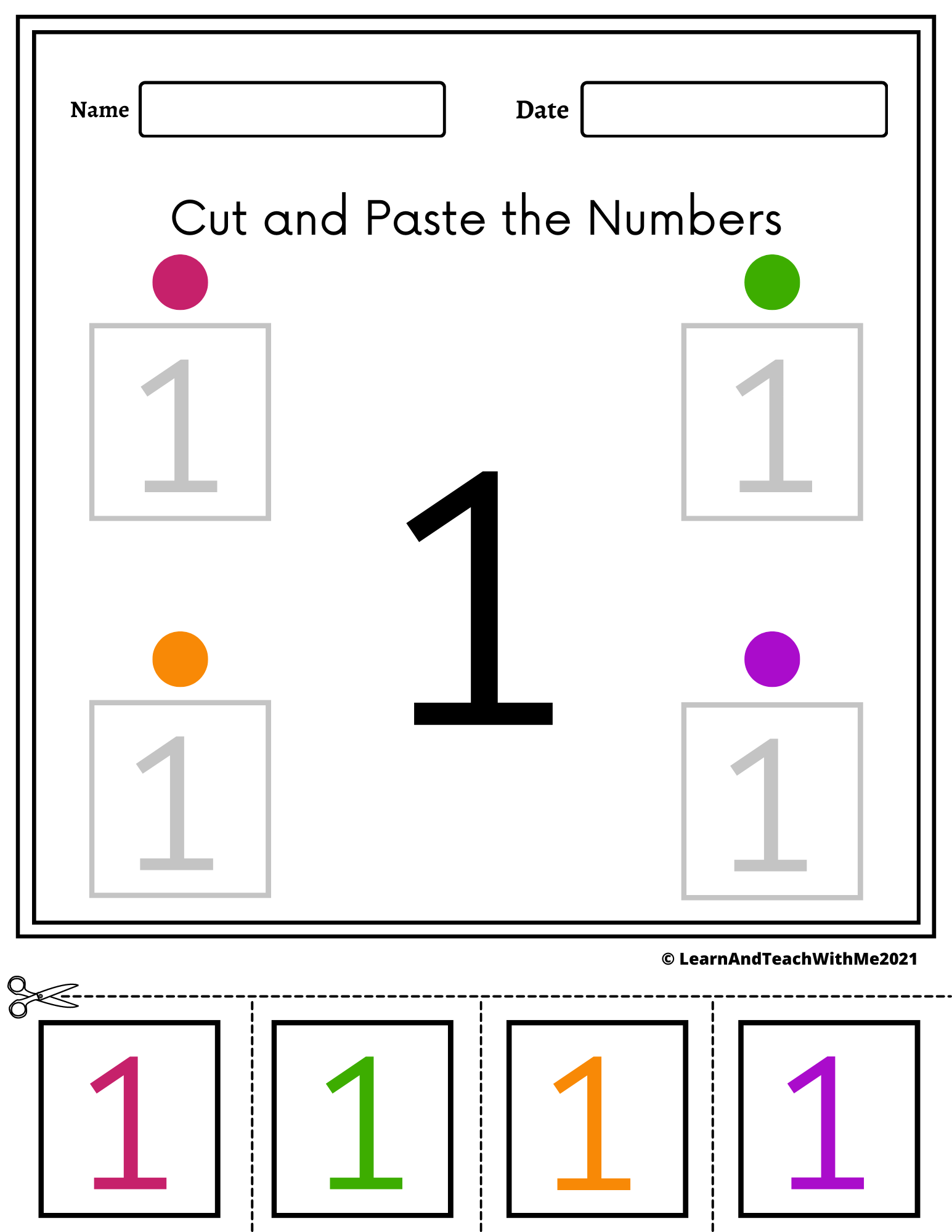 Numbers 1 20 Cut And Paste Worksheets Made By Teachers