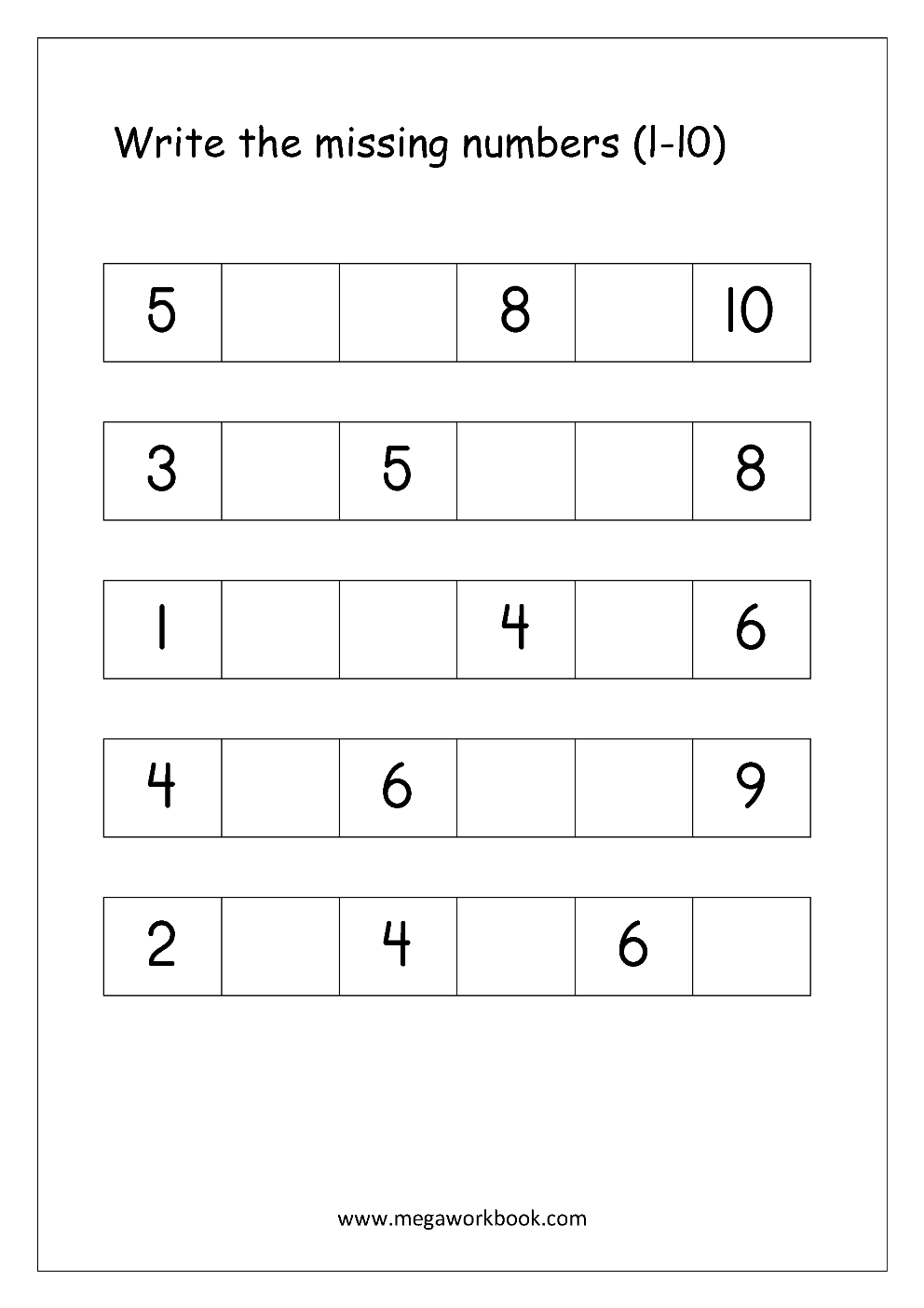 Ordering Numbers Worksheets Missing Numbers What Comes Before And After Number 1 10 1 20 1 50 1 100 Free Printables MegaWorkbook