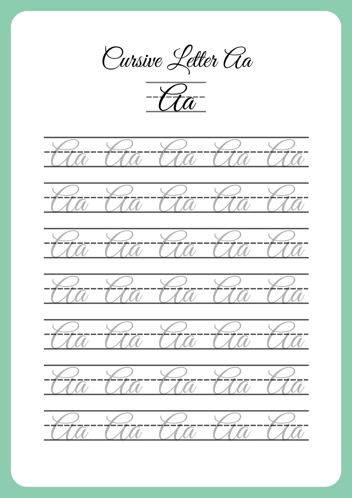 cursive practice sheets adults