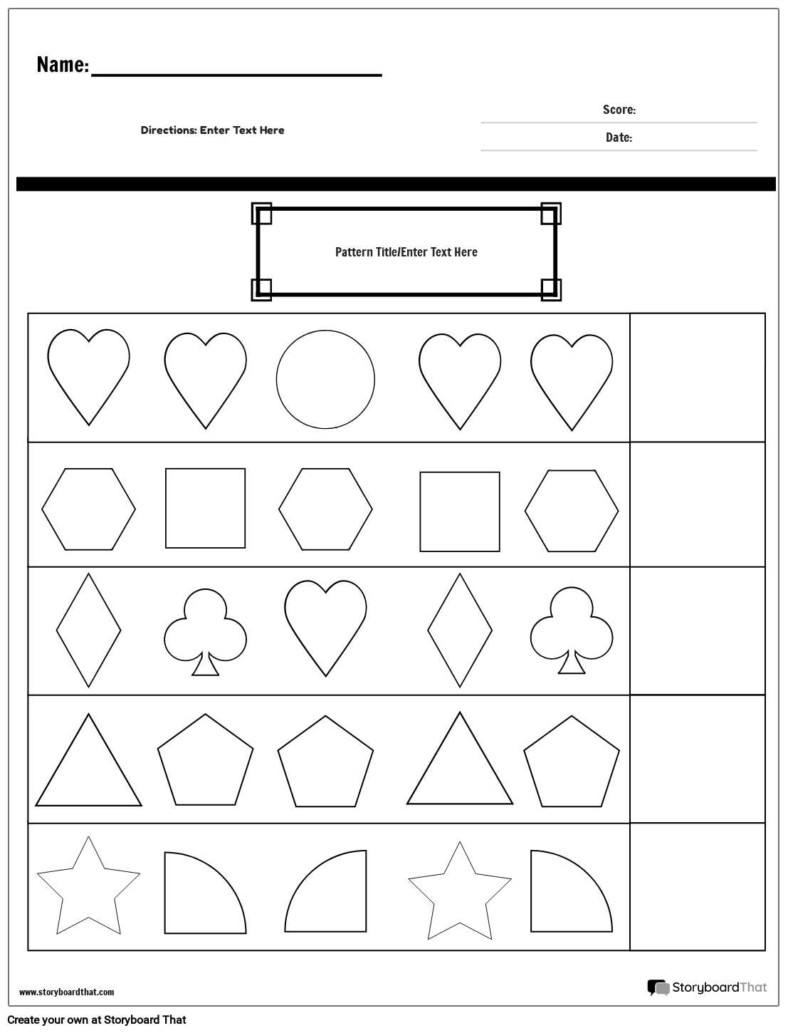 Pattern Worksheets Free Printables By Storyboard That