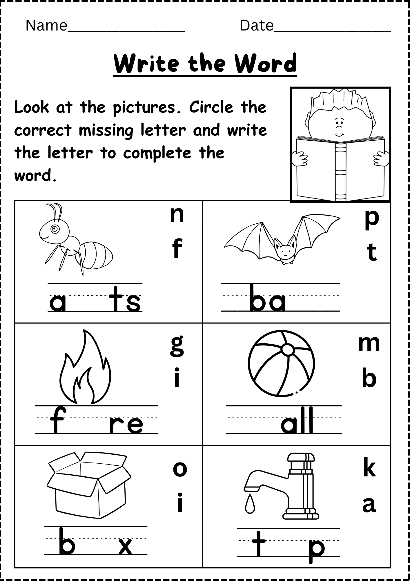 free printable phonics worksheets for kindergarten