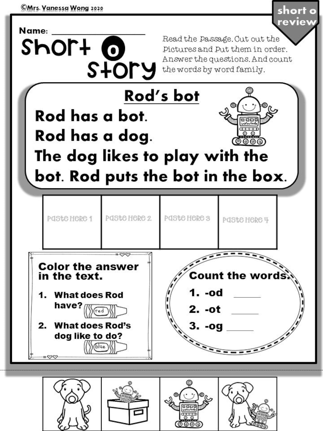 Phonics Short Vowel Activities And Worksheets Short O Etsy