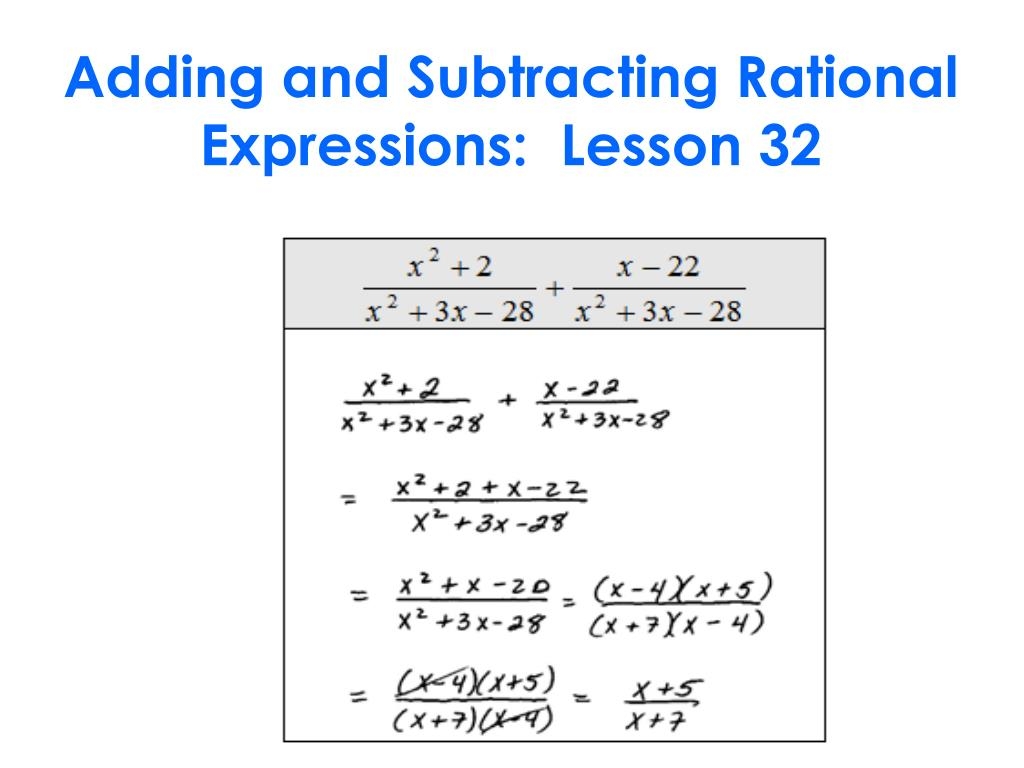 addition and subtracting rational expressions worksheet