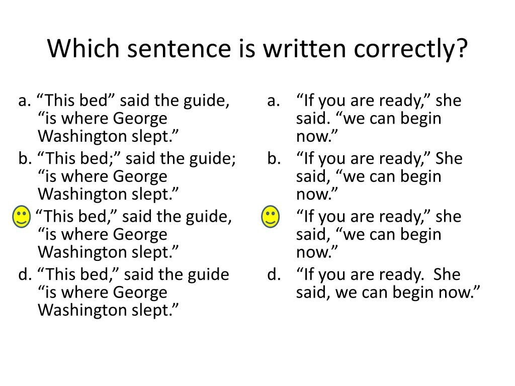 which sentence is written correctly