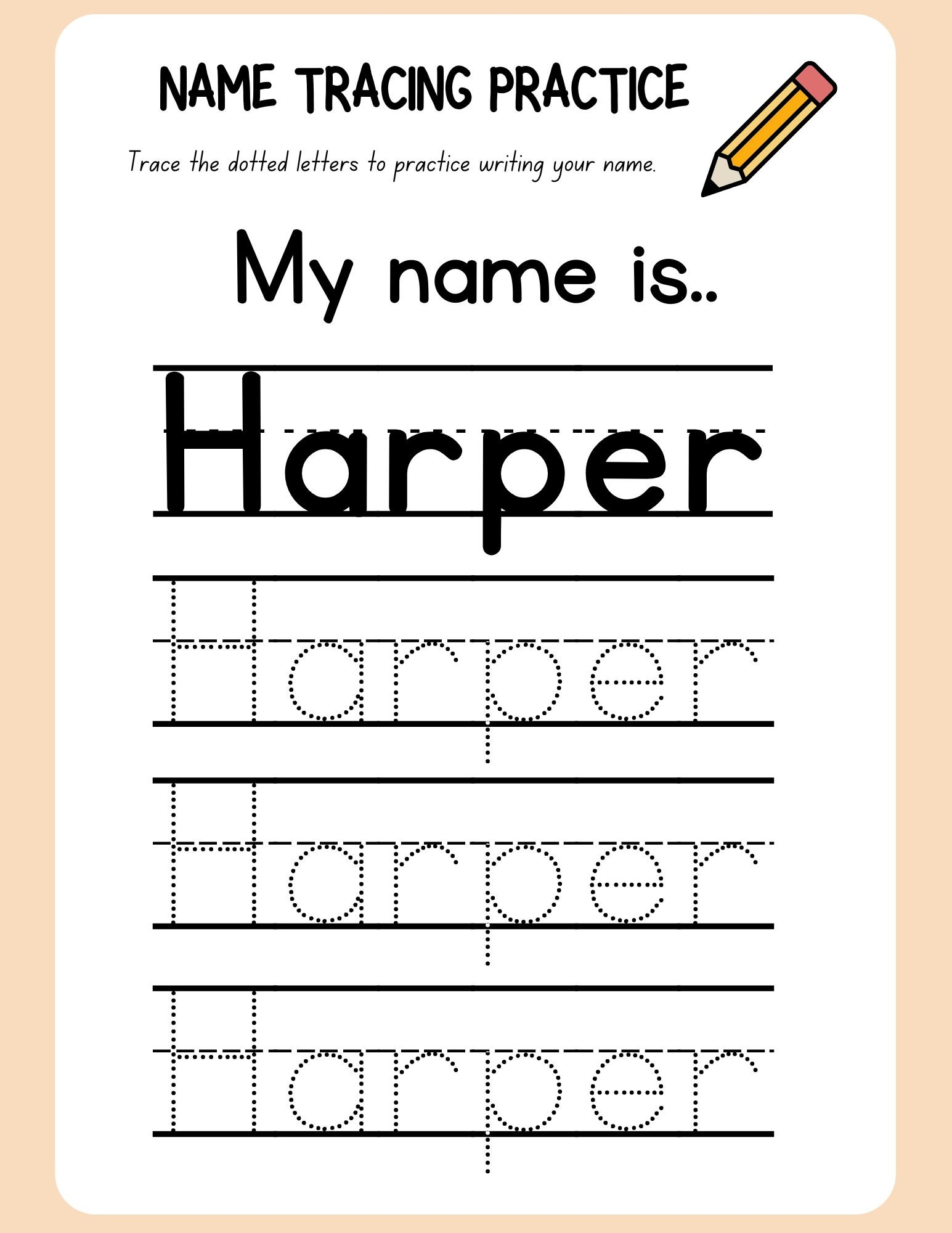 name tracing worksheets