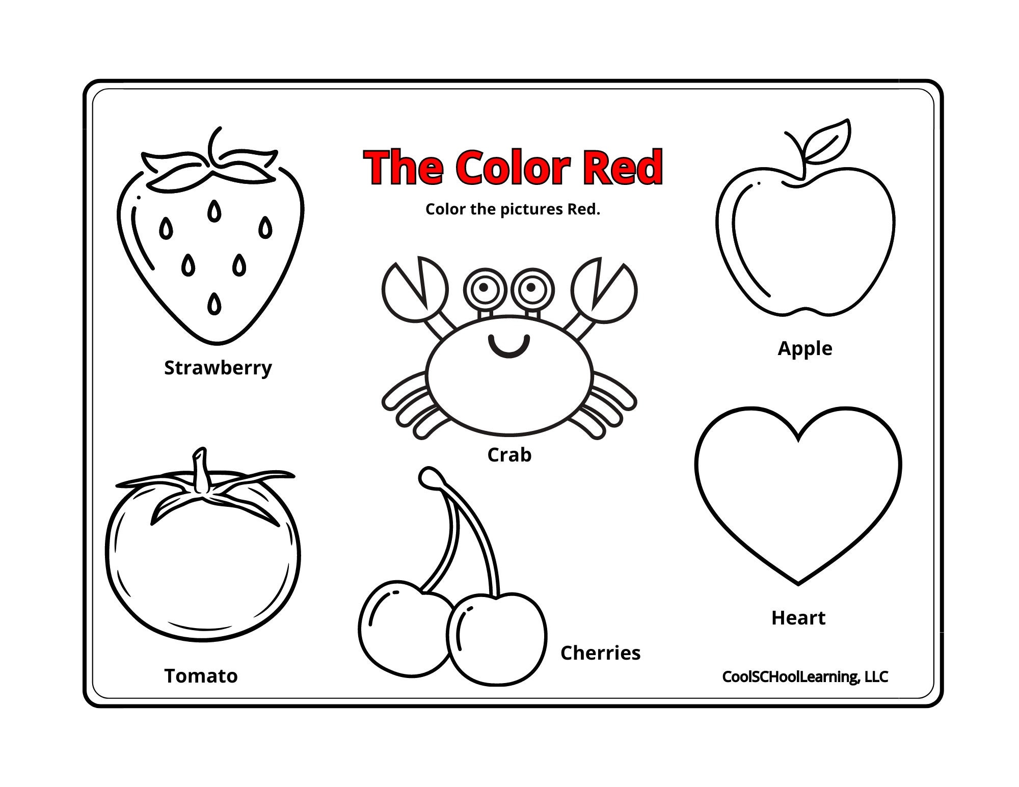 printable color red worksheets for preschool