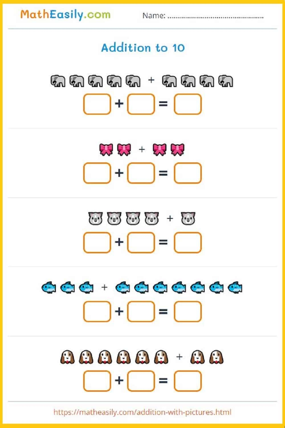 free addition worksheets printable