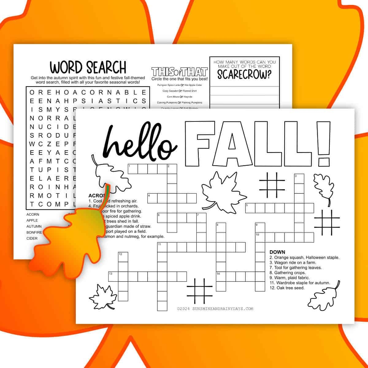 fall activity sheets