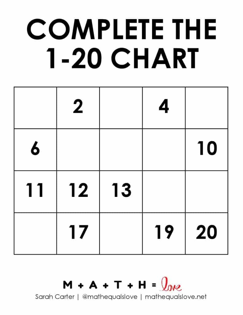 Printable Number Chart 1 20 Free PDF Templates 