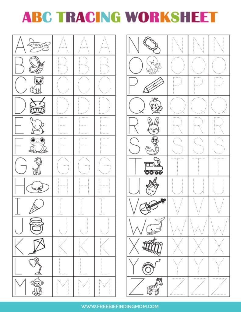 preschool alphabet practice sheets