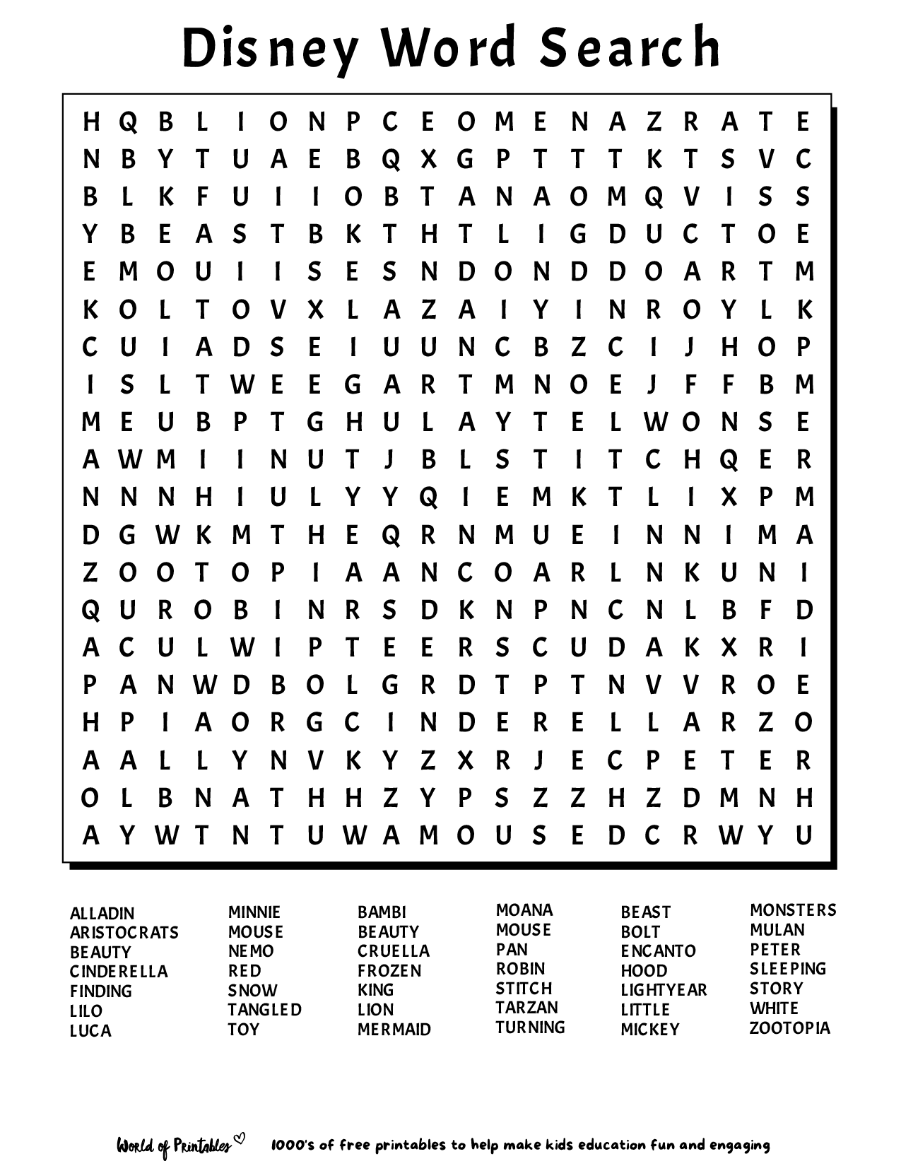word search printable pdf