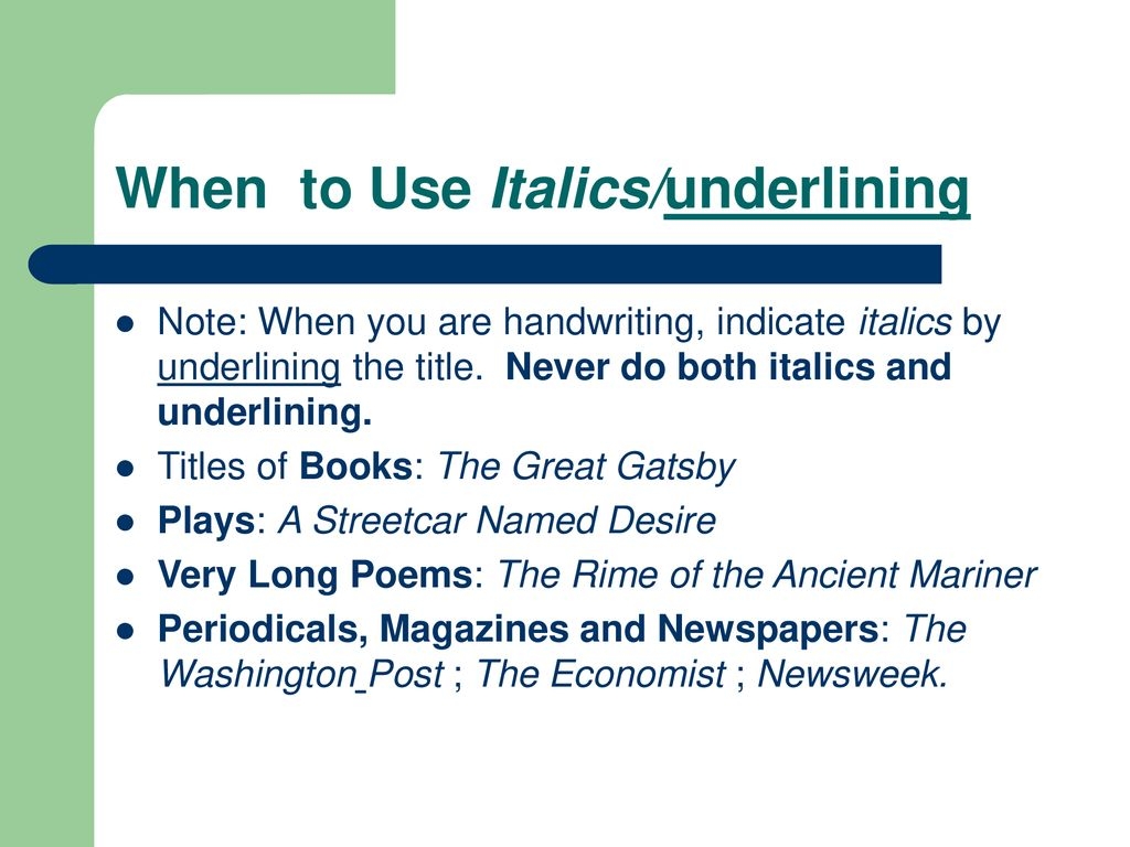 Punctuating Titles Italics Or Quotes Ppt Download