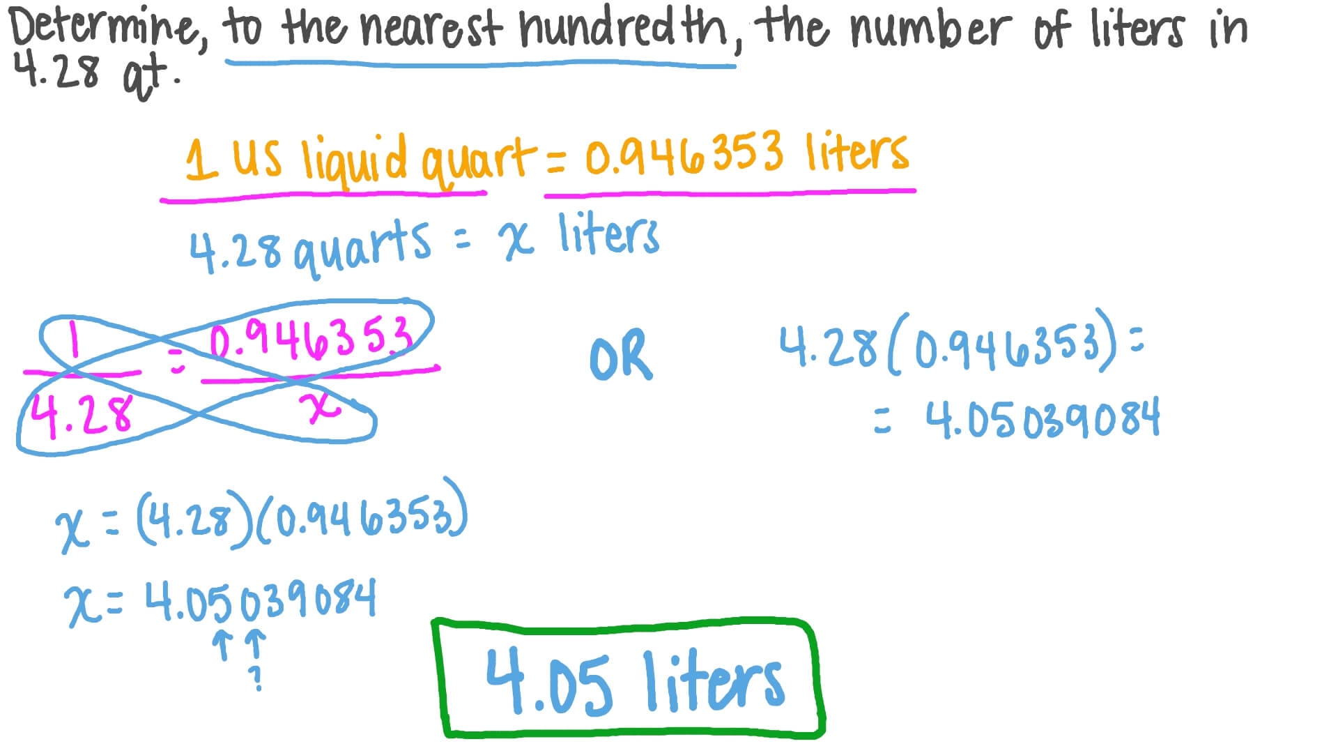 Question Video Converting Quarts To Liters Nagwa
