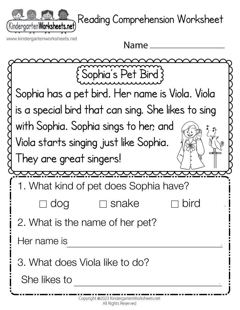 kindergarten reading printable worksheets