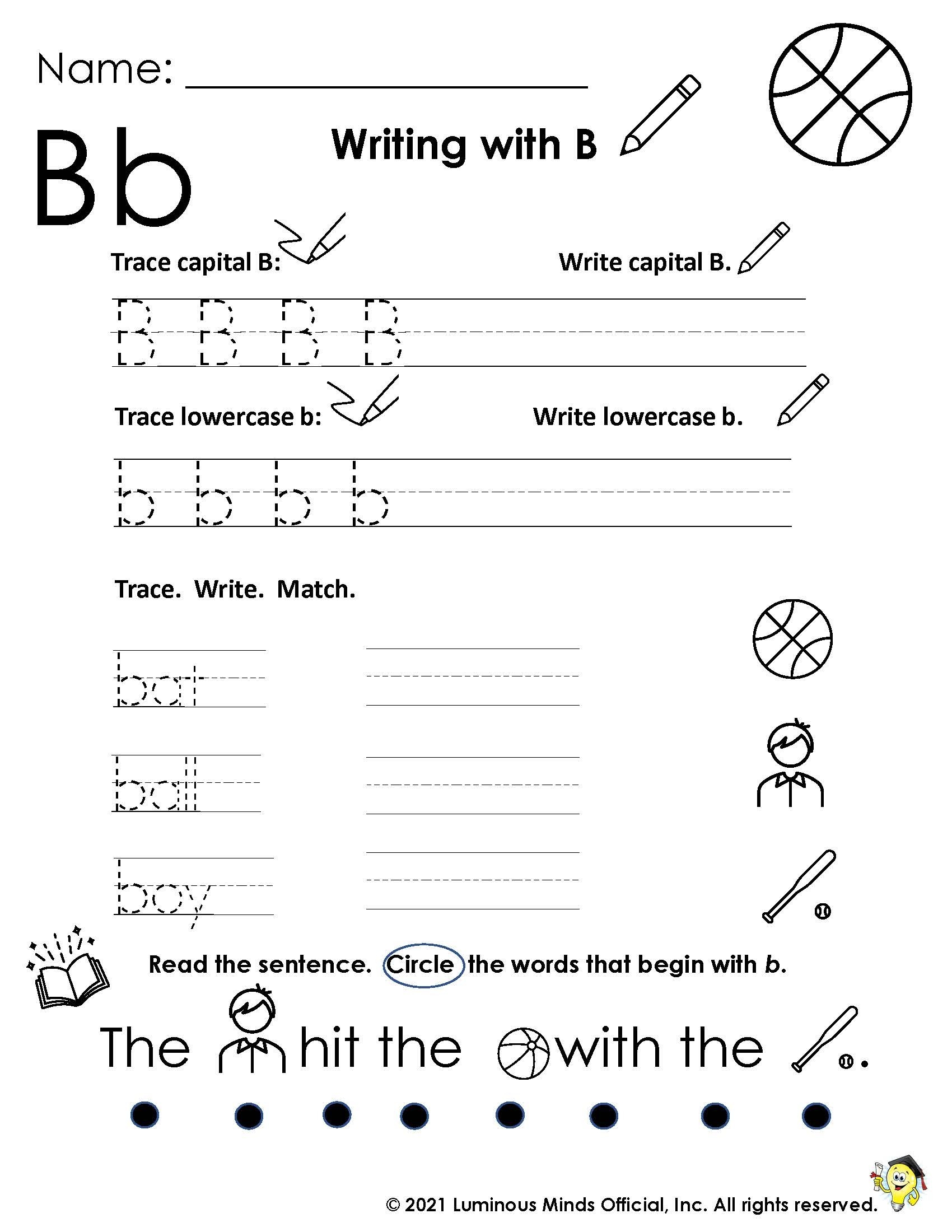 alphabet b worksheet