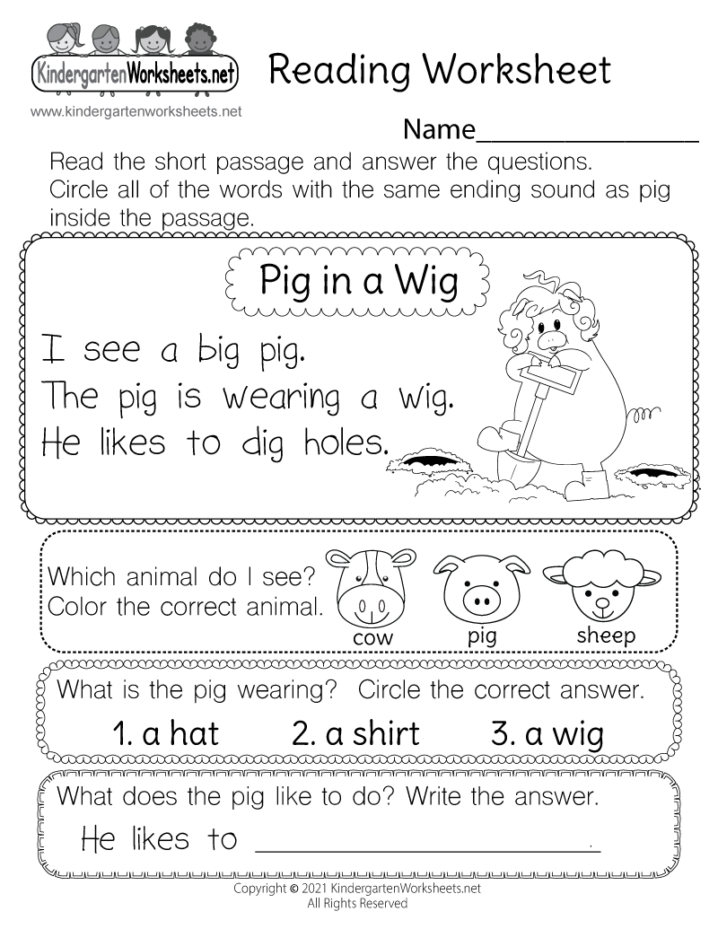 printable worksheets for kindergarten free