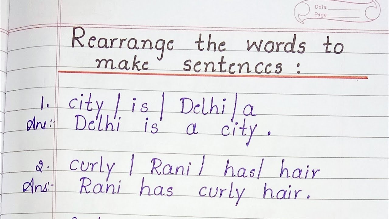 Rearrange The Words To Make Sentences YouTube