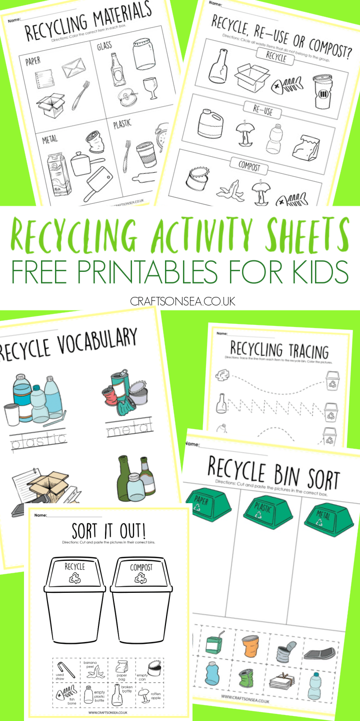 free printable recycling worksheets for kindergarten