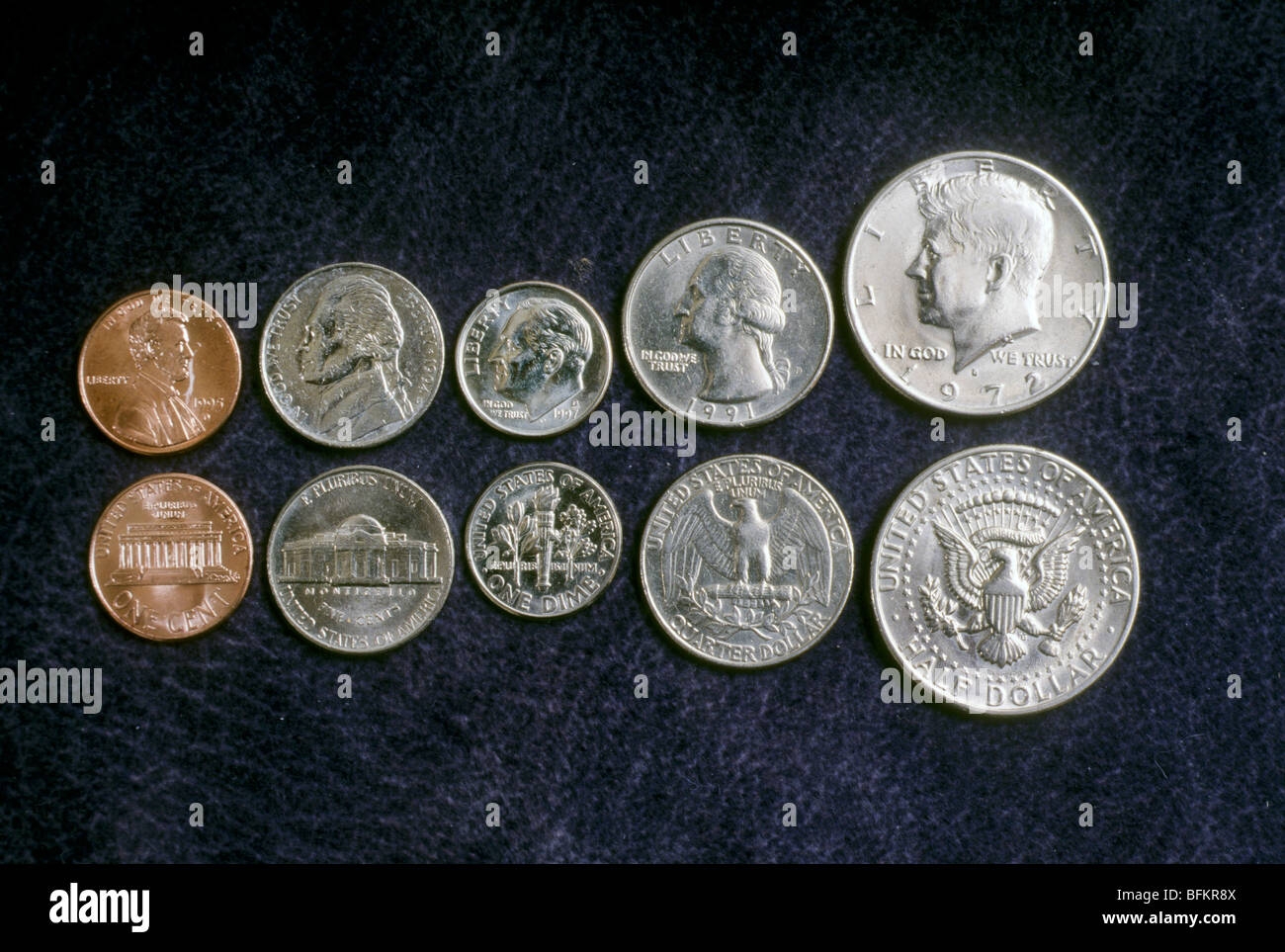 Reverse Penny Nickel Dime Quarter Half dollar US USA America Face Both Side Stock Photo Alamy