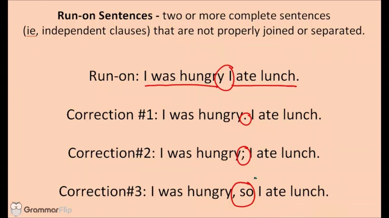 Run on Sentences GrammarFlip