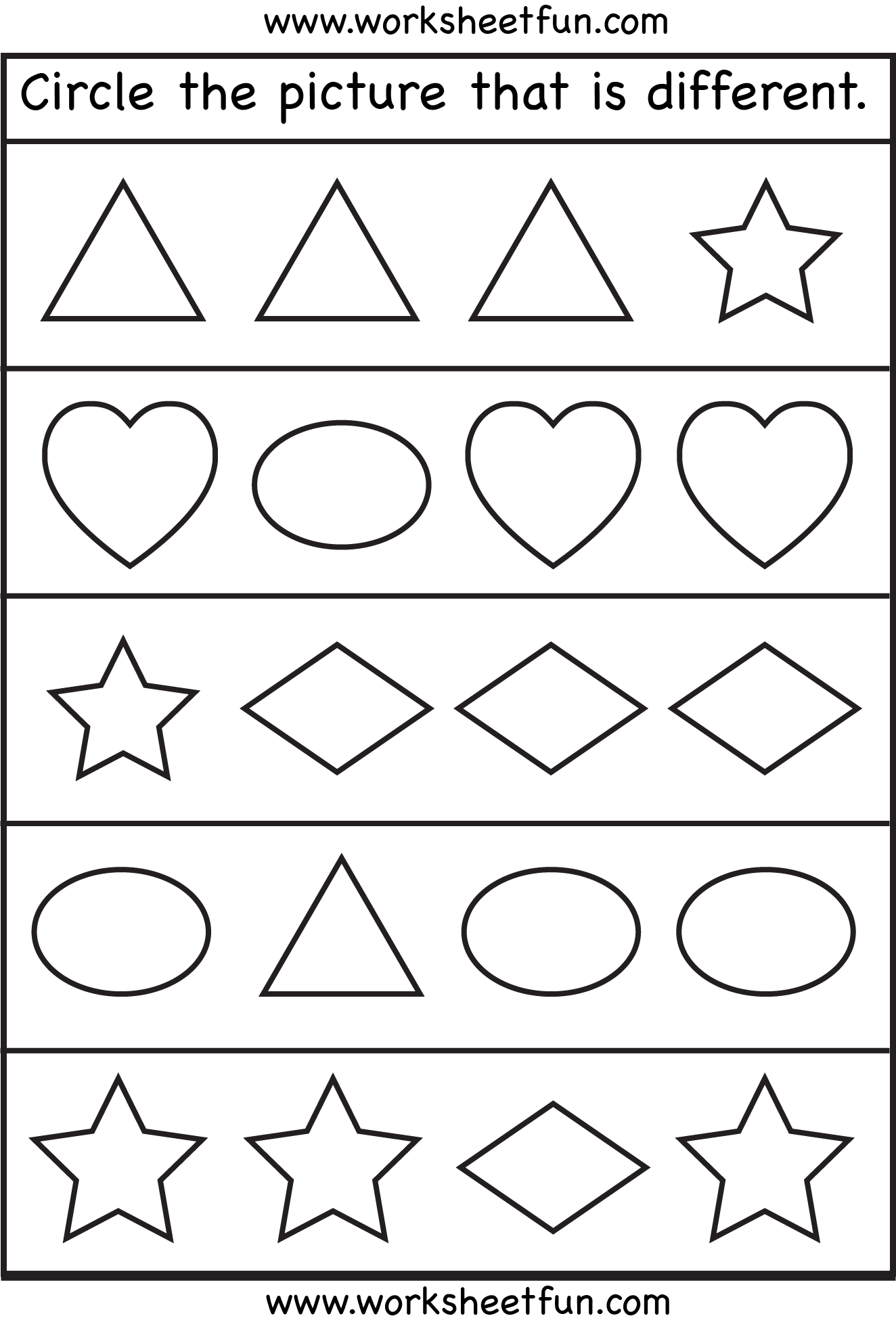 Same And Different Shapes One Worksheet FREE Printable Worksheets Worksheetfun
