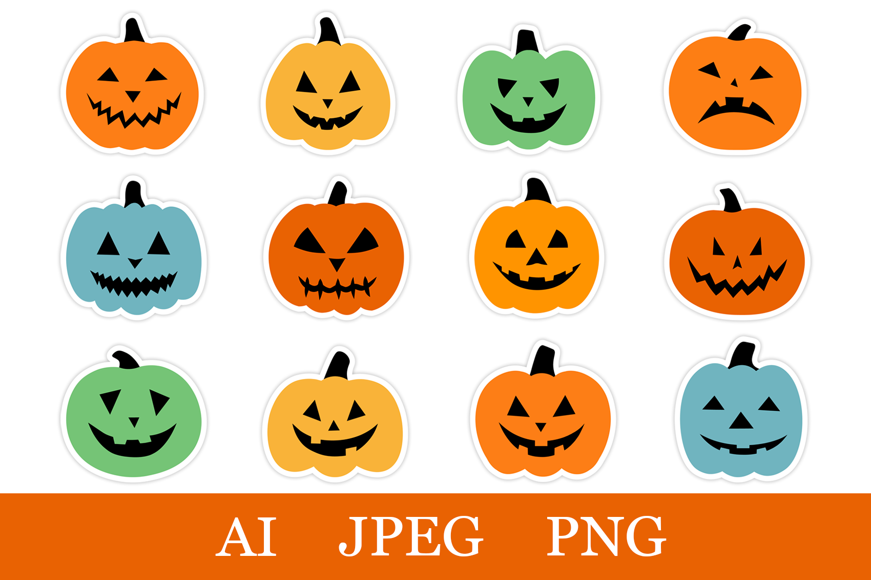 Scary Pumpkin Stickers Halloween Pumpkin Stickers Printable By IrinaShishkova TheHungryJPEG