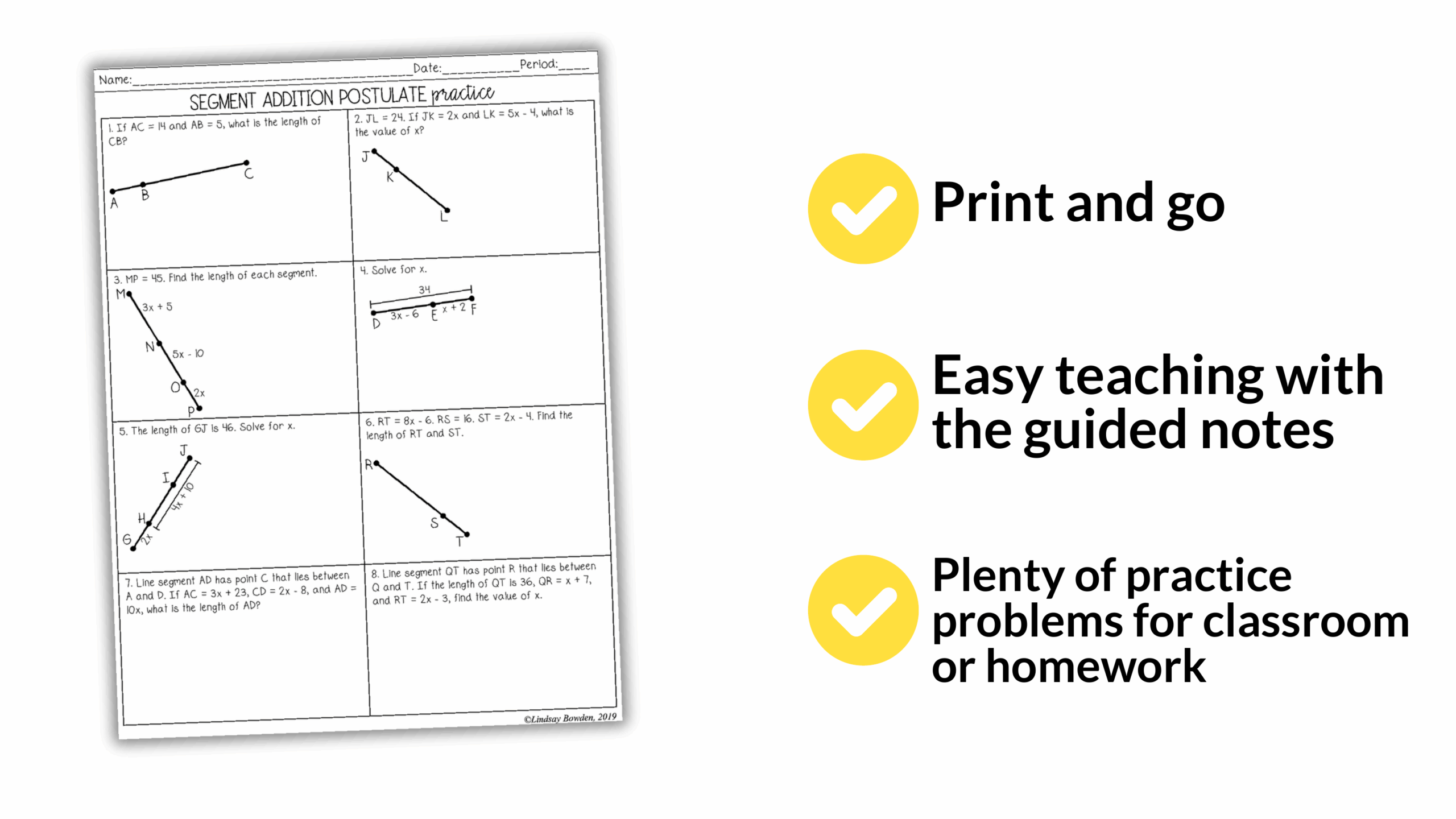 segment addition postulate worksheet