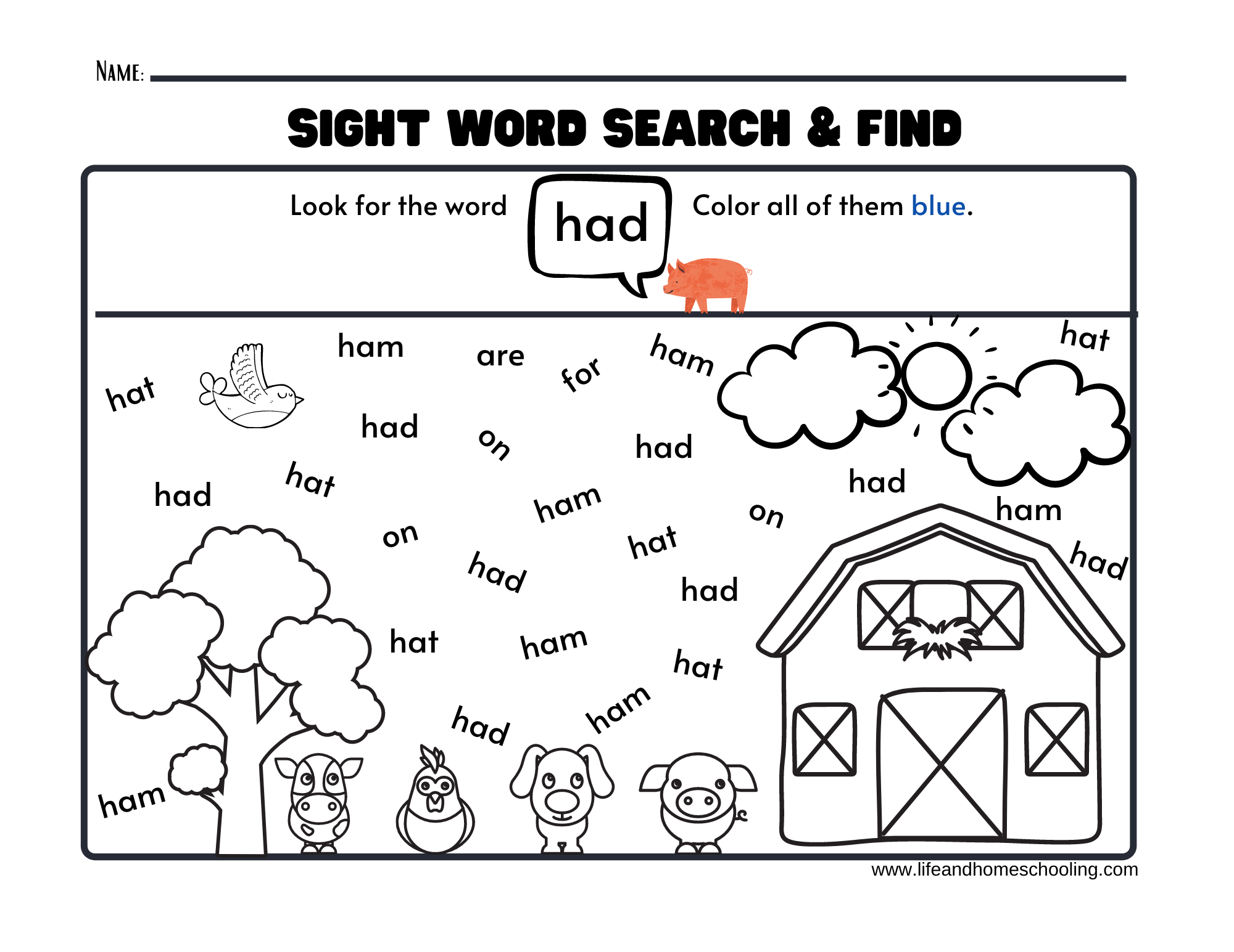 free printable sight word worksheets kindergarten
