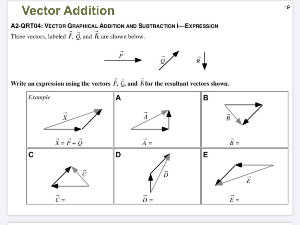 Solved 19 Vector Addition A2 QRT04 VECTOR GRAPHICAL Chegg Worksheets Library