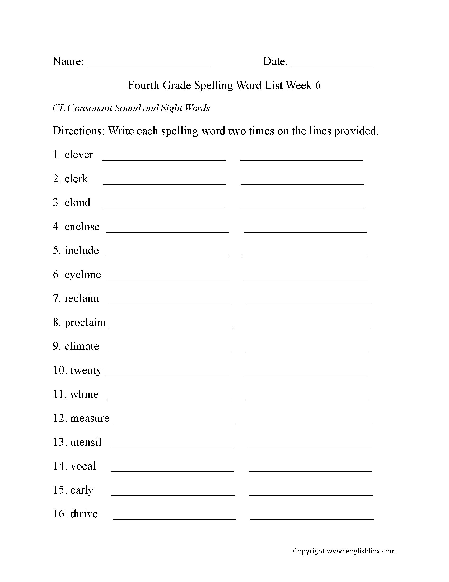 Spelling Worksheets Fourth Grade Spelling Words Worksheets