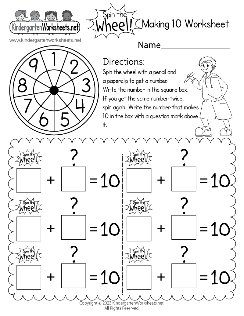 making 10 to add worksheets