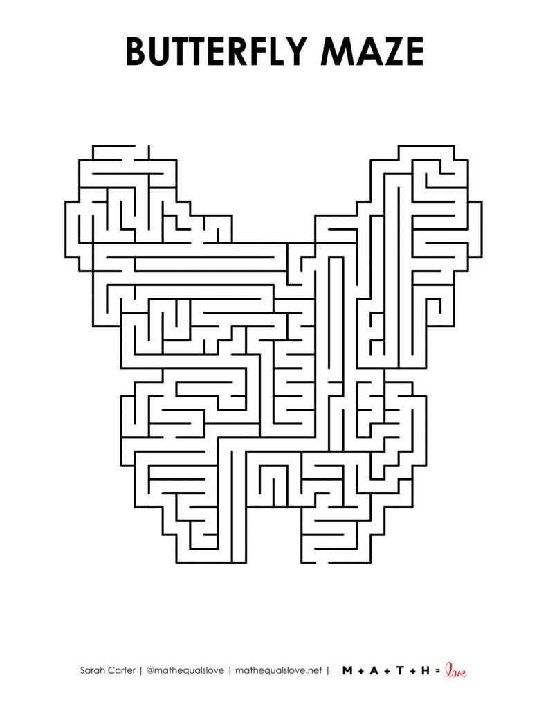 Spring Butterfly Maze Printable Math Love