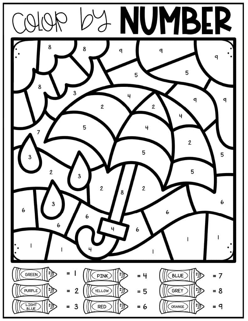 free color by number printables