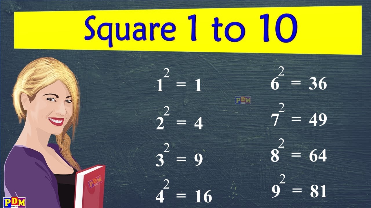 Square 1 To 10 Square Root 1 To 10 Square 1 10 Square Numbers 1 To 10 In Mathematics YouTube