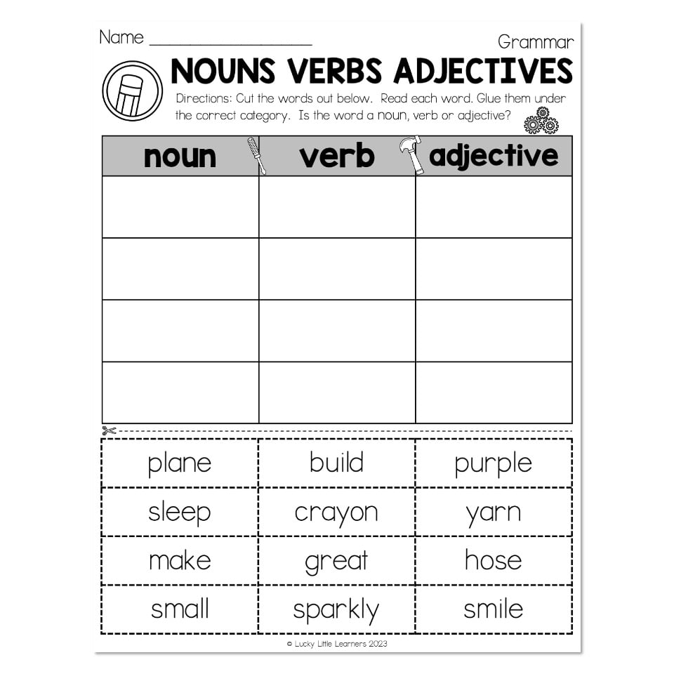 nouns verbs and adjectives