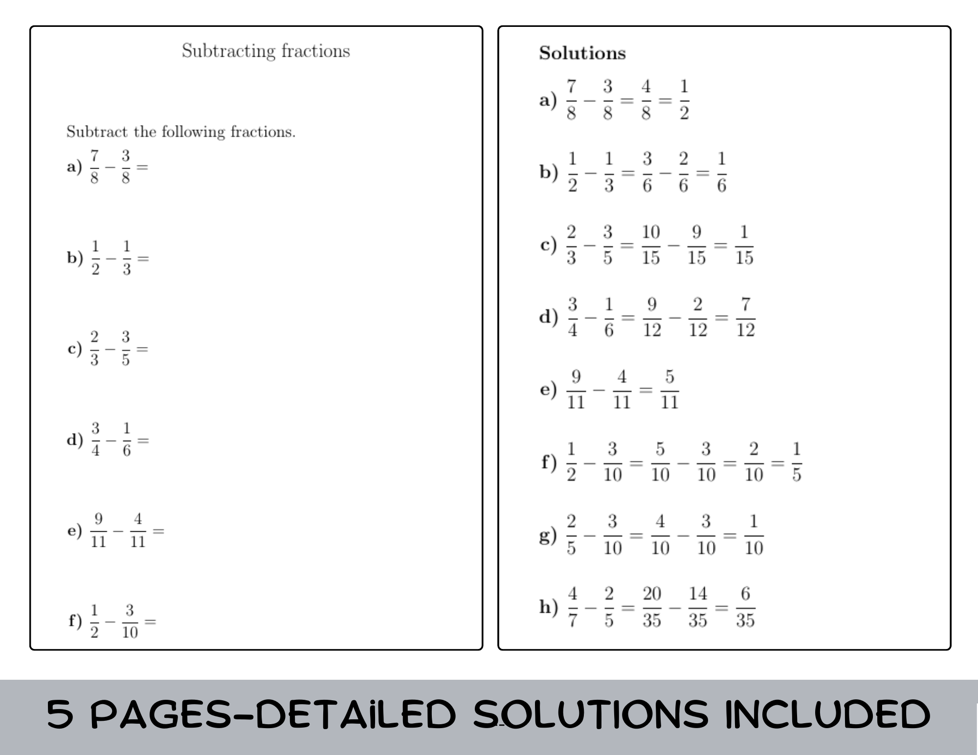 subtracting fractions from whole numbers worksheet