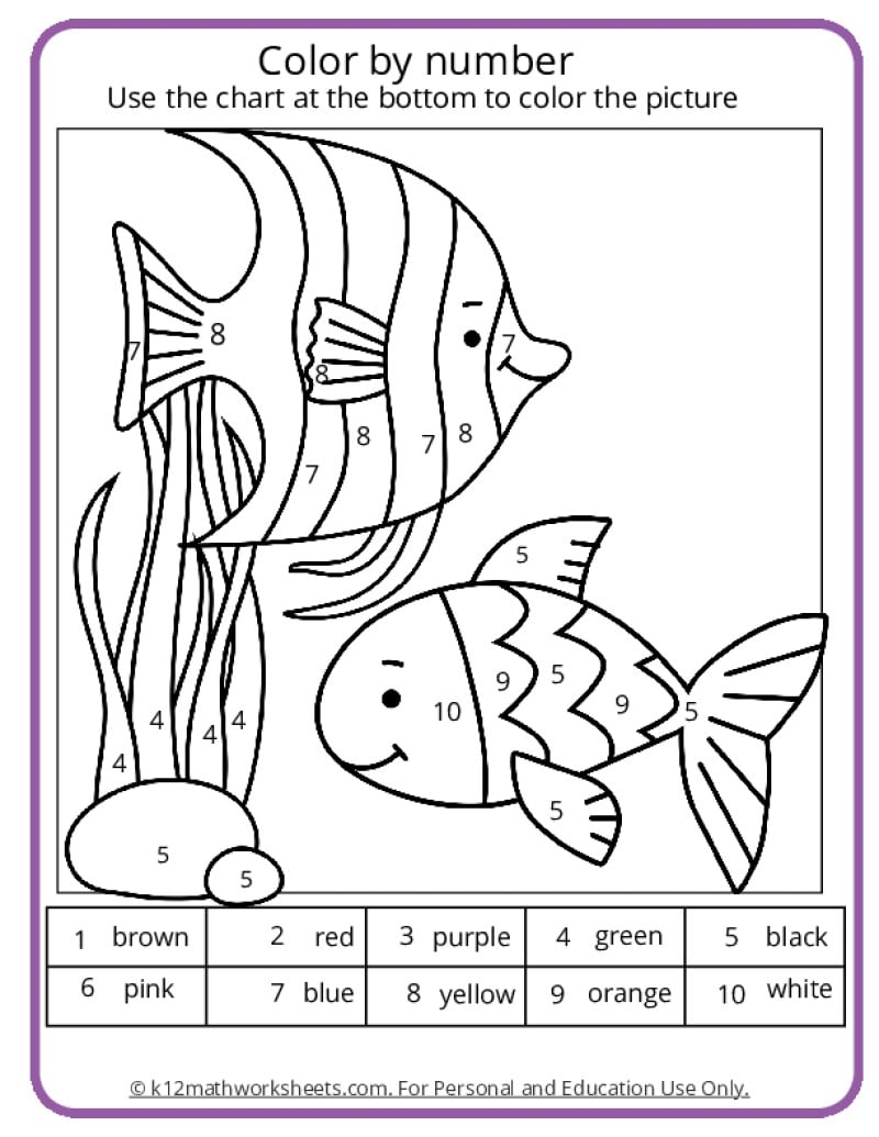 fish colour by numbers