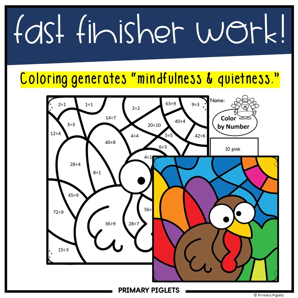 Thanksgiving Division Color By Number Made By Teachers