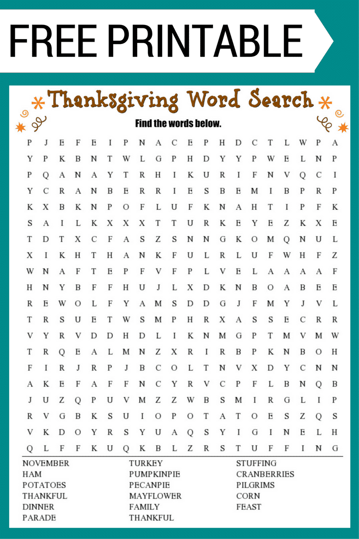 thanksgiving day word search
