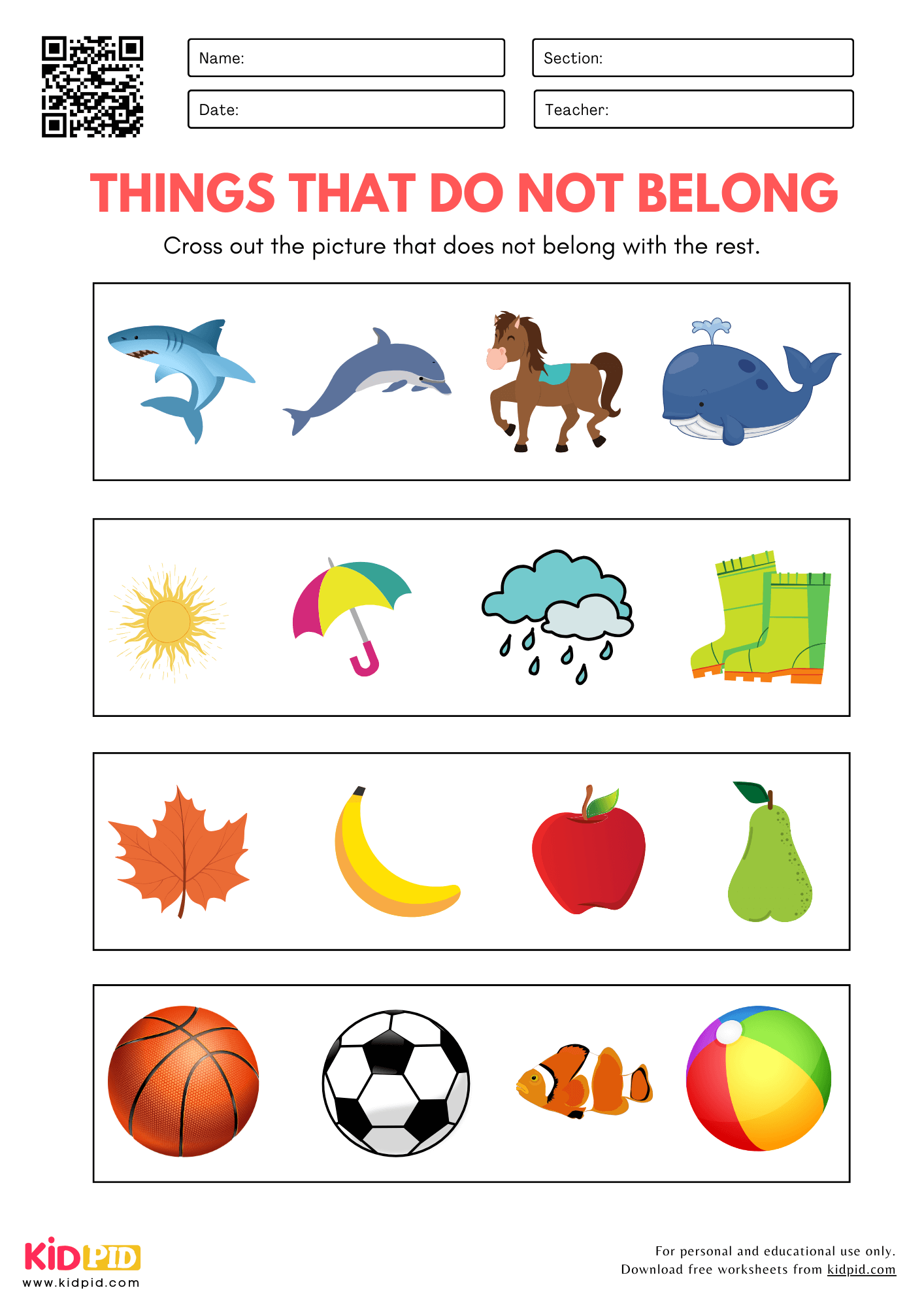 Things That Do Not Belong Worksheet For Kindergarten Kidpid