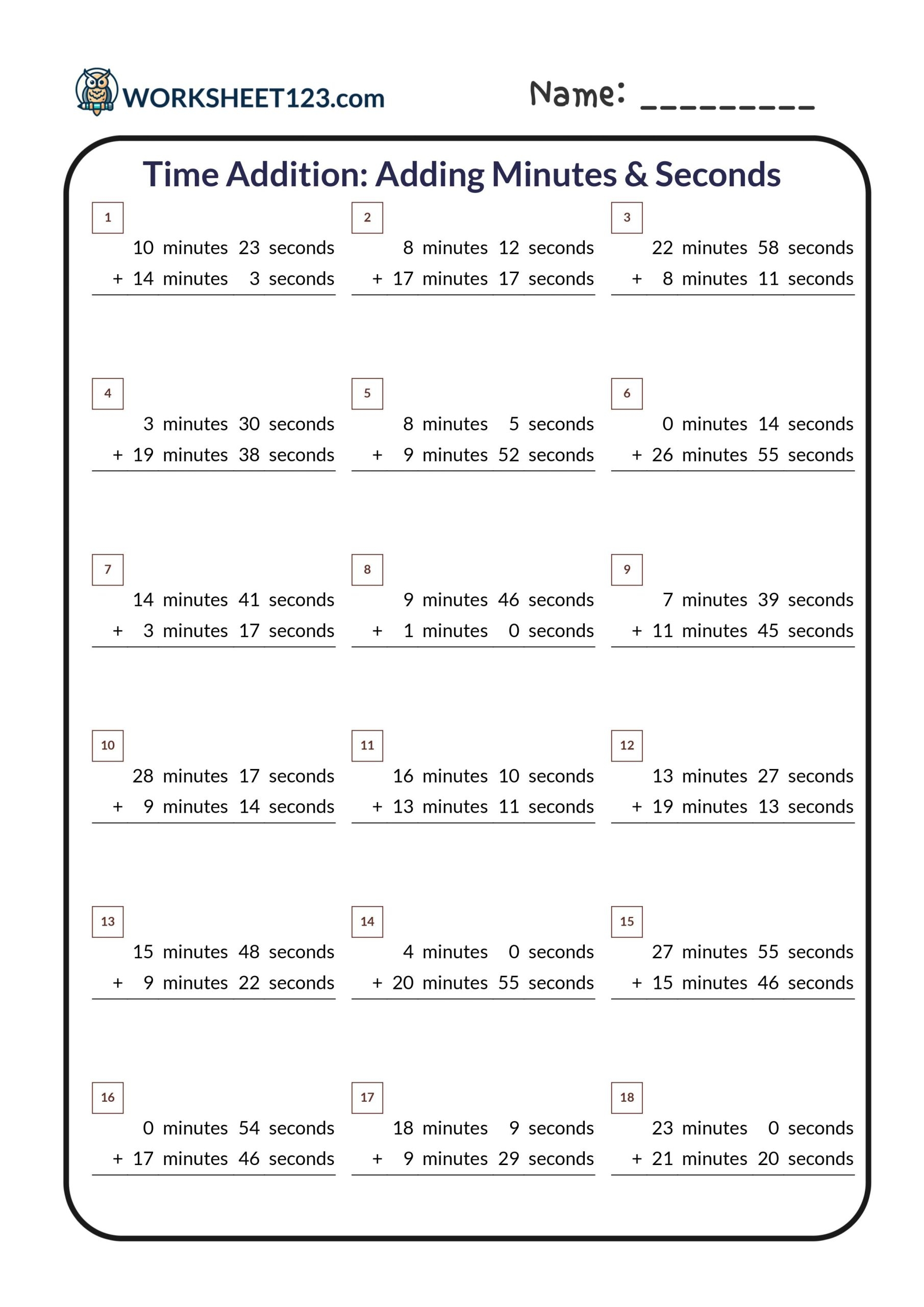 Time Addition Worksheet Weeks Days Hours Minutes Made By Teachers