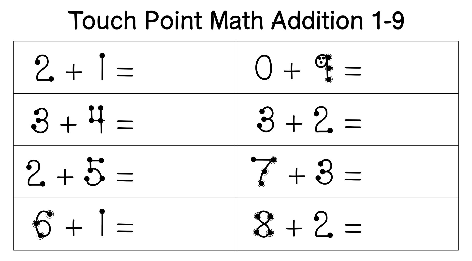 touch math addition worksheets