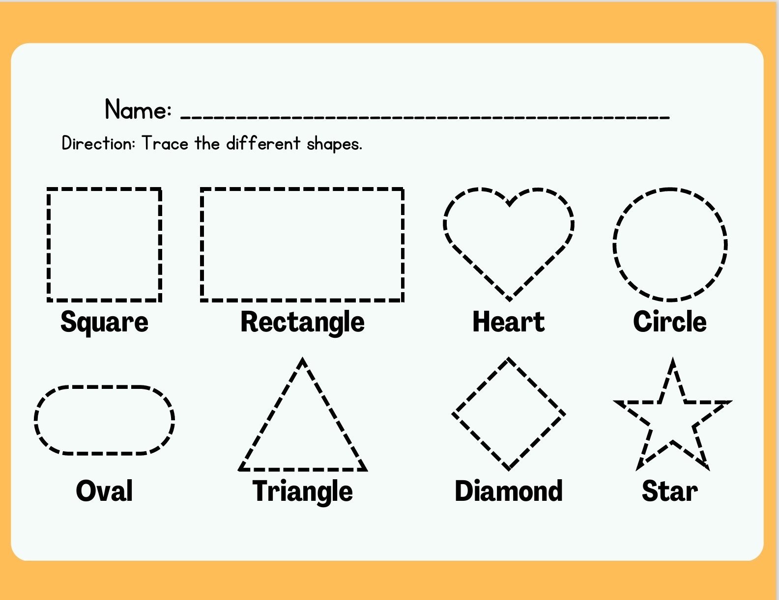 Trace The Shapes Worksheet Etsy
