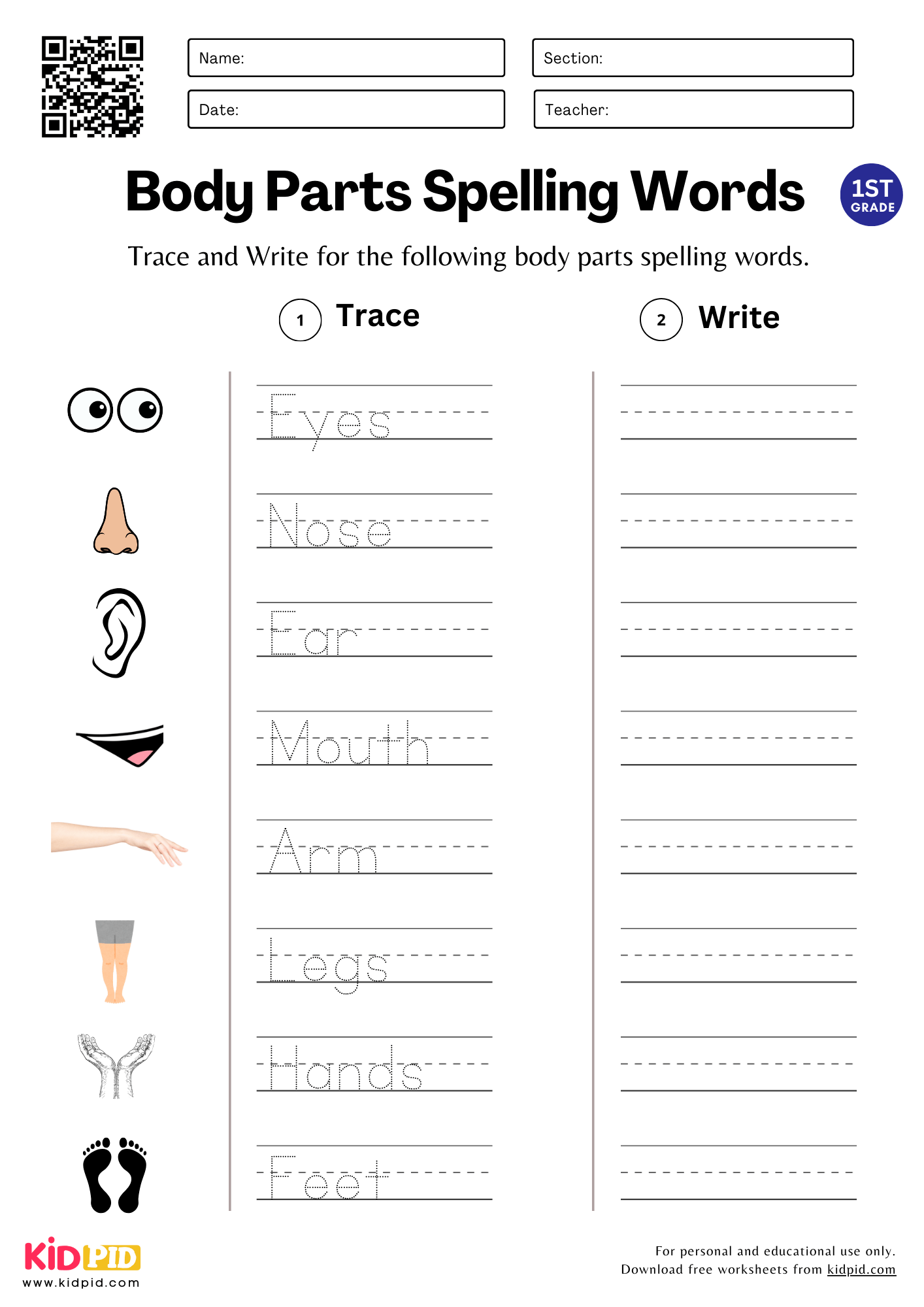 write the word worksheet