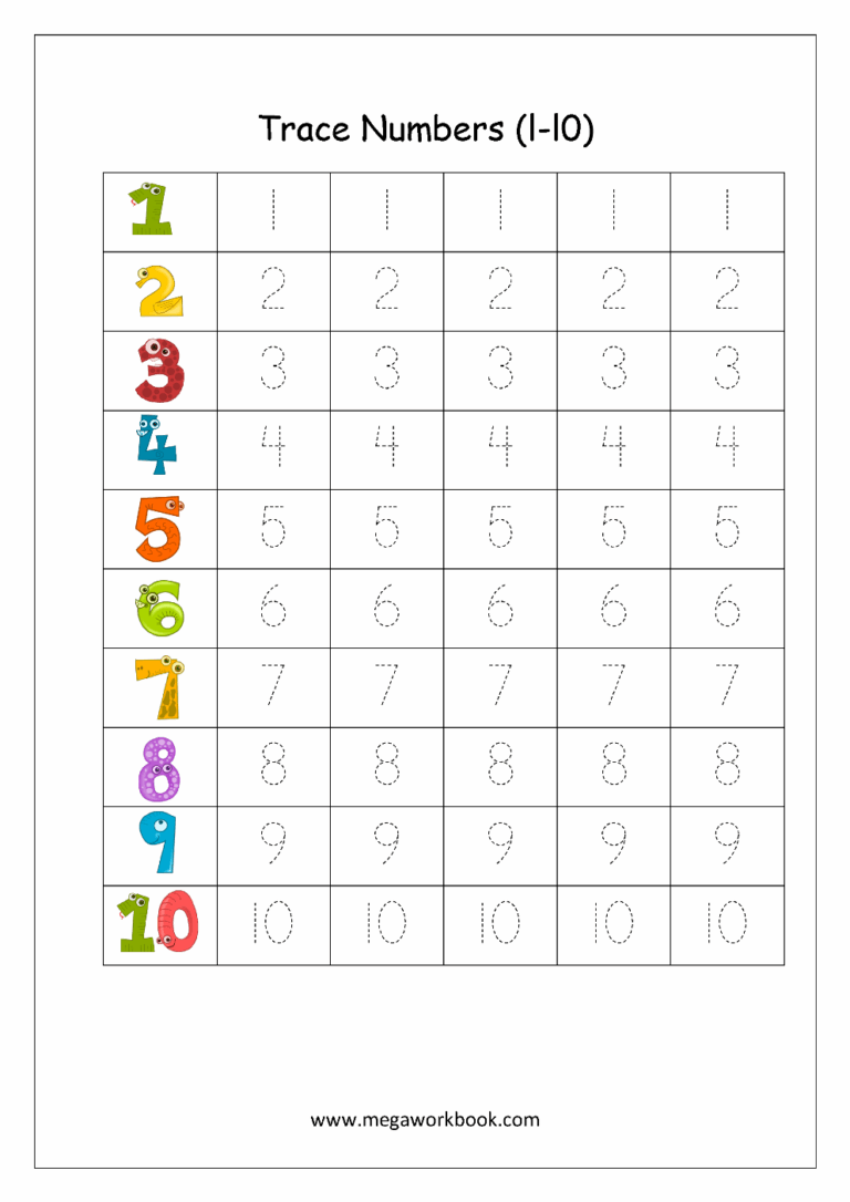 Tracing Numbers Number Tracing Worksheets Tracing Numbers 1 To 10 Number Writing Practice MegaWorkbook