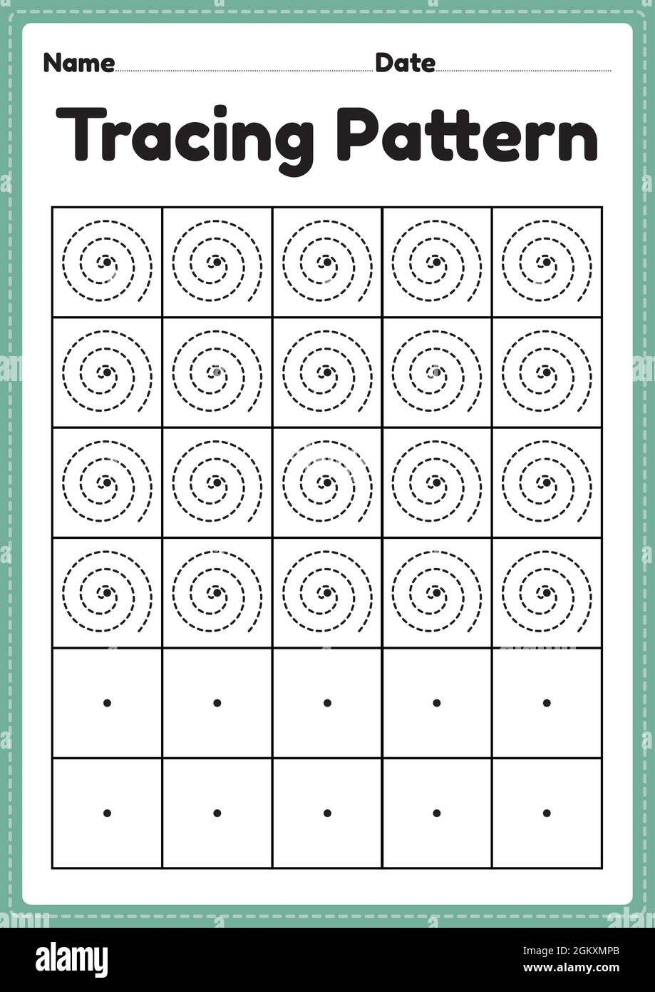 Tracing Pattern Spiral Lines Worksheet For Kindergarten Preschool And Montessori School Kids To Improve Handwriting Practice Activities In A Printabl Stock Vector Image Art Alamy