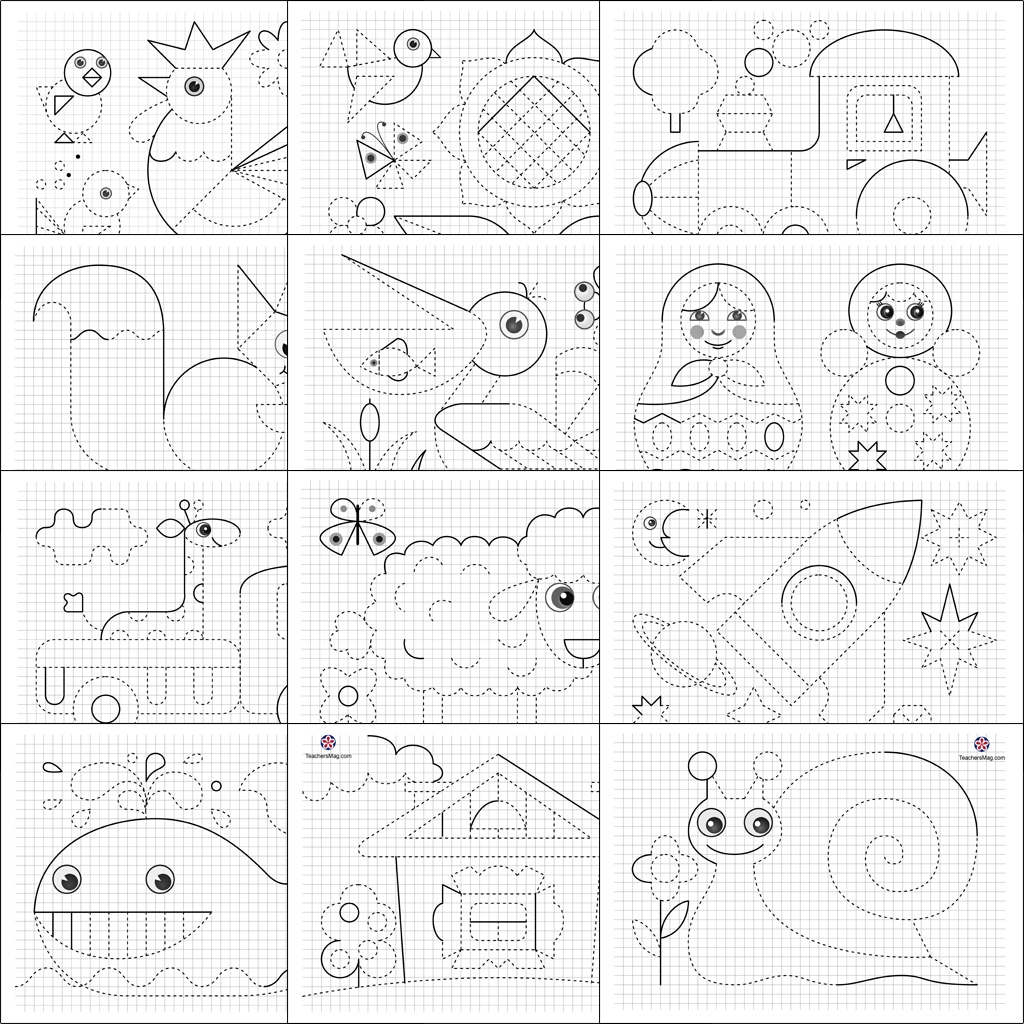 Trace and Draw worksheets printable