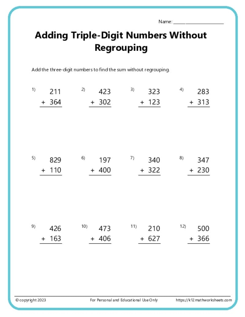 math worksheet addition
