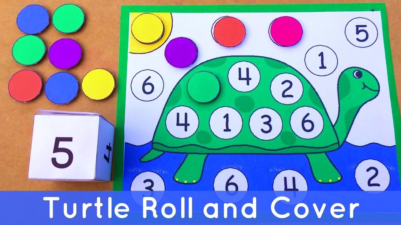 Turtle Roll And Cover Preschool Number Activity For Math Centers YouTube